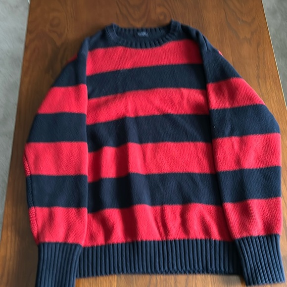 John Galt California Sweaters - John Galt oversized striped blue and red sweater
